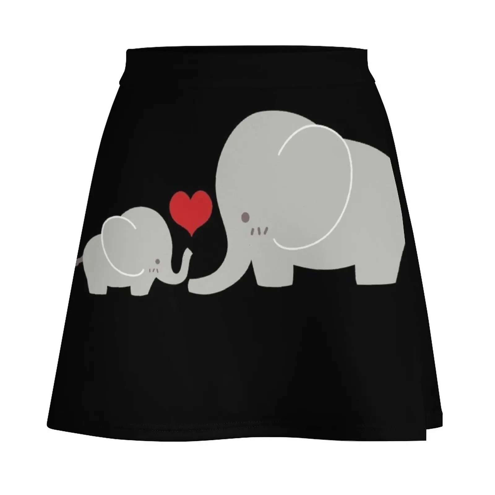 Baby and parent elephant with heart Mini Skirt Women's clothing Korean clothing korean style women clothing mini denim skirt