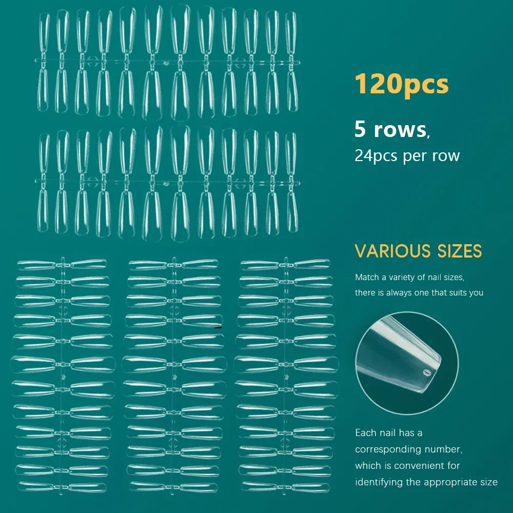 120pcs Nail Tips for Full Cover Acyclic Press on False Nails Short Almond Coffin Semi-Matt Nail Art Supplies