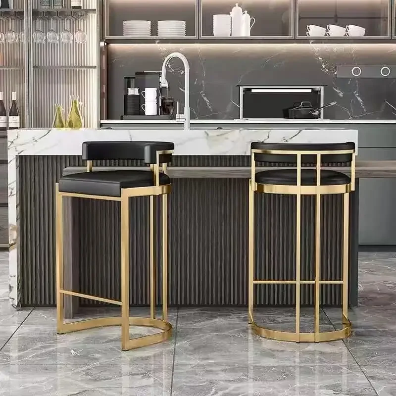 Reception Luxury Bar Chairs Nordic Gold Ergonomic Nordic Backrest High Chairs Industrial Modern Counter Sillas De Bar Furniture
