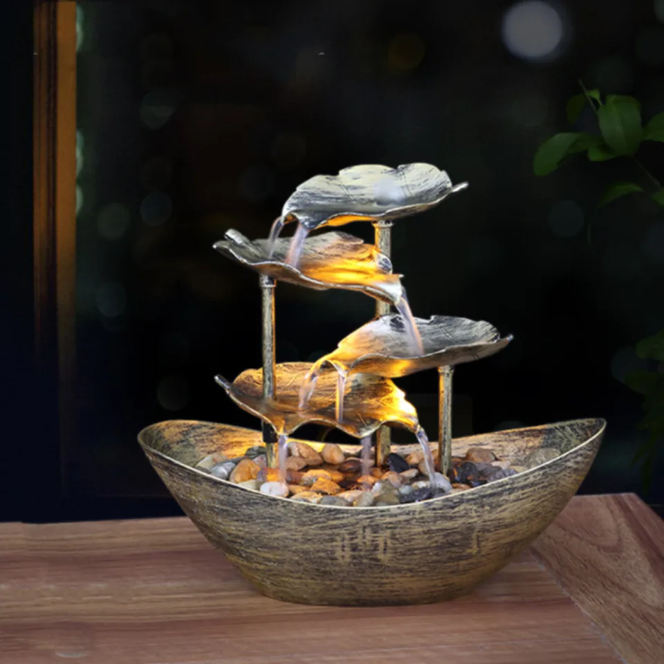 28 x 15 x 25CM Tabletop Water Fountain with LED Lights Desktop Fountain  Mini Waterfall Indoor Tabletop Fountain Water Feature - AliExpress, image size:960x960