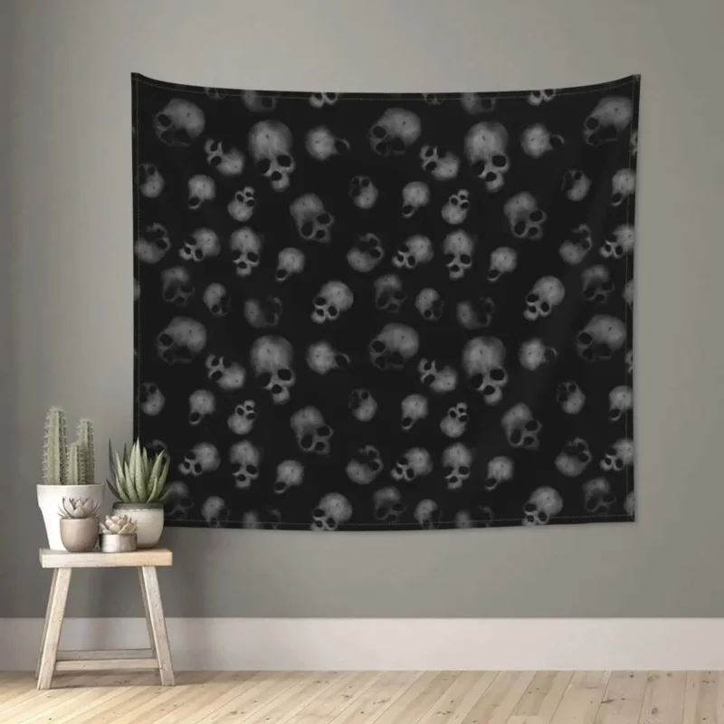 

Skulls Pattern Tapestry Wall Hanging Hippie Polyester Tapestry Goth Witchcraft Bohemian Throw Rug Blanket Room Decor 95x73cm