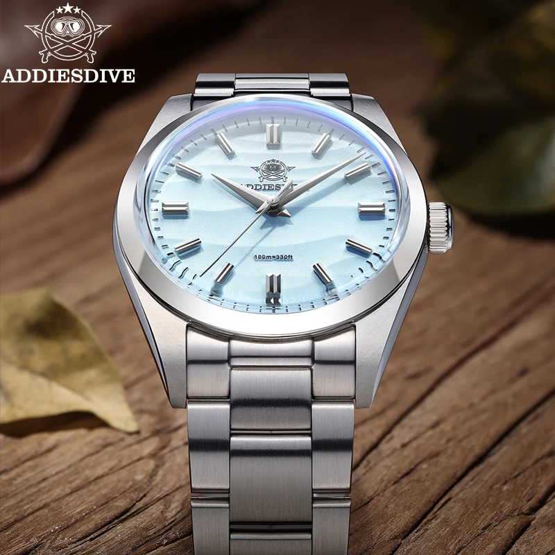 ADDIESDIVE Hot Sale AD2030 Quartz Watch Simple 10Bar Steel Dive Wristwatch Bubble Mirror Pot Cover Glass Sports 36mm Men Watches 5