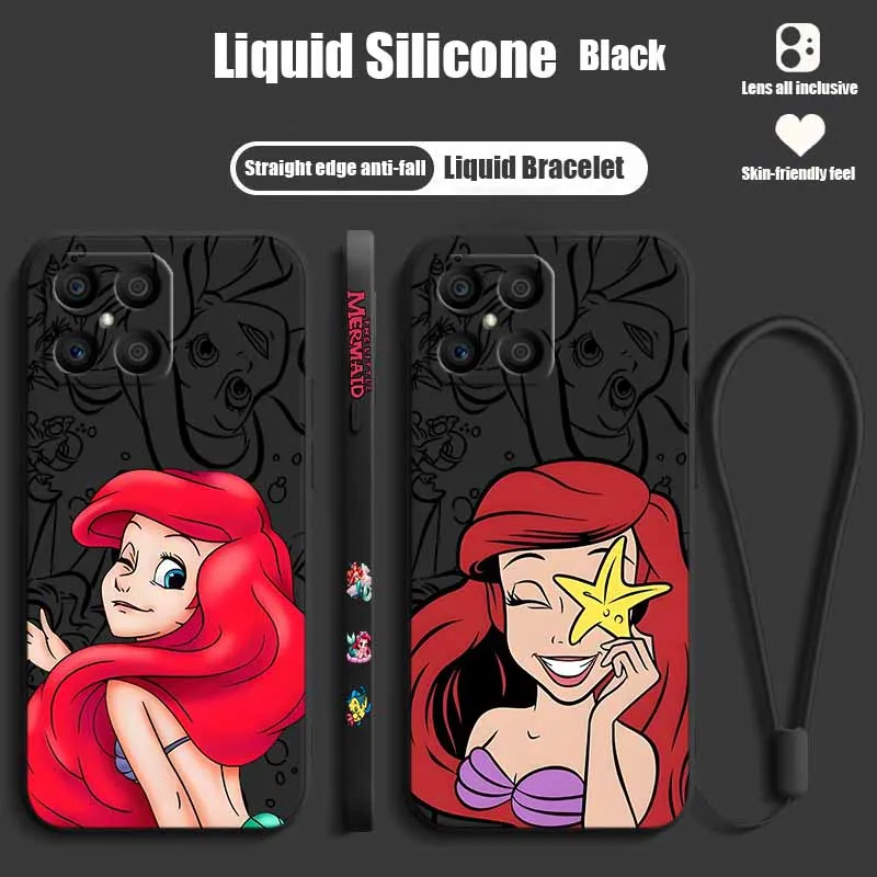 Elegant The Little Mermaid Silicone Phone Case with Liquid Left Rope