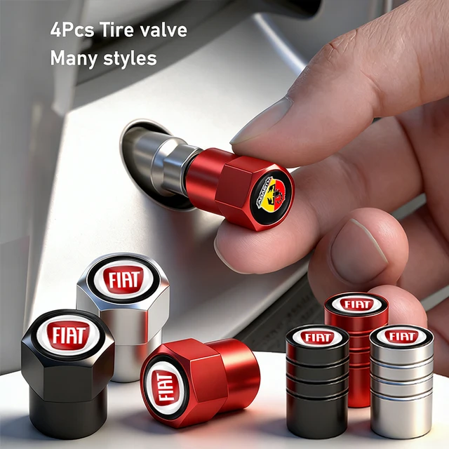 4Pcs 3D Metal Tire Valve Caps Car Tyre Air Stems Cover For FIAT Abarth 500 Tipo FR Panda Argo Freemont Viaggio Bravo Punto Doblo 1