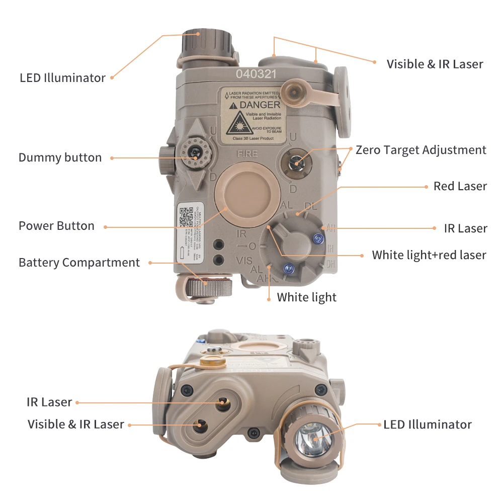 WADSN PEQ15 IR Red Laser Sight M600 Tactical Flashlight Dual