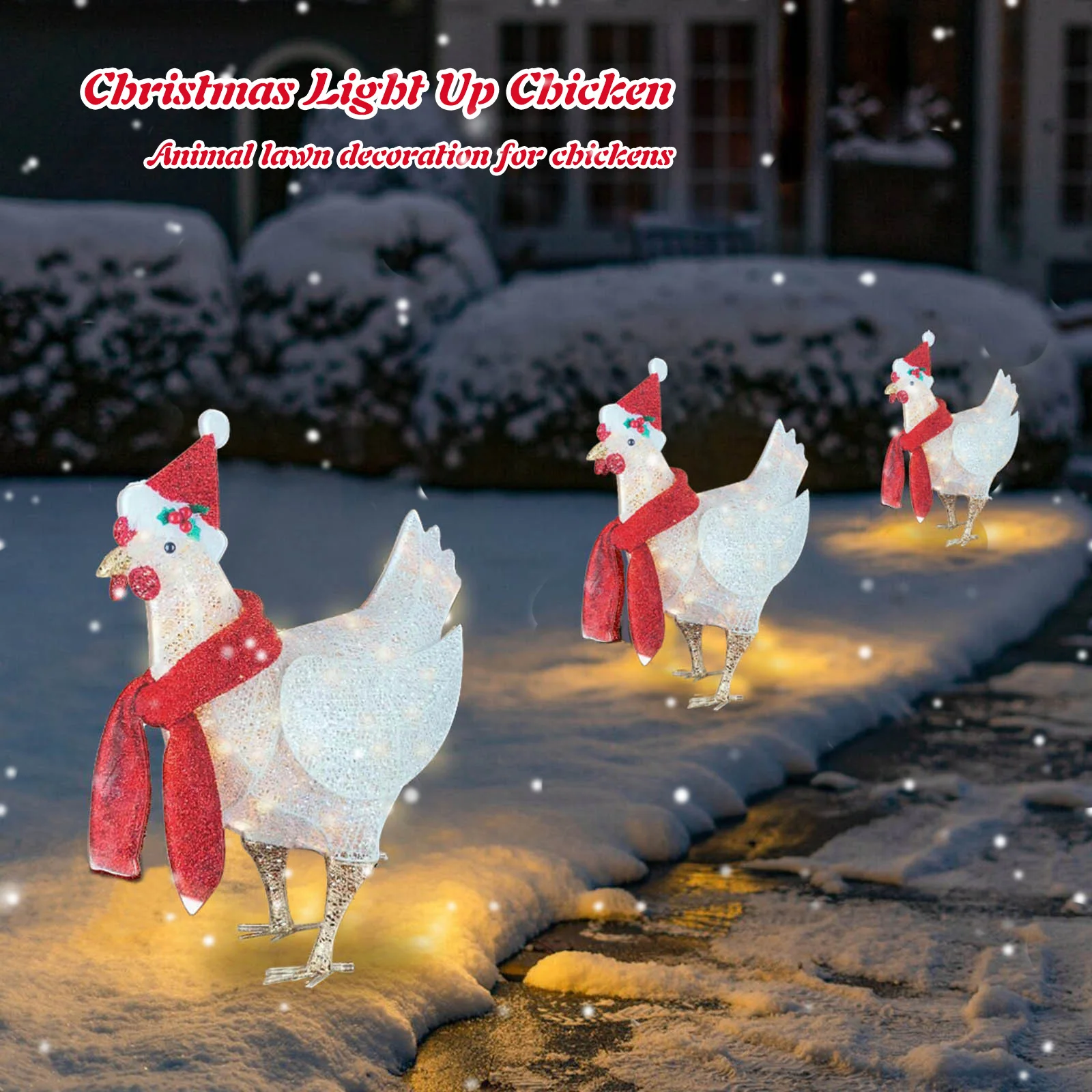 Ornamento da galinha do Natal - Ornamento acrílico do cair do galo