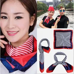 5Pcs Professional Hotel Stewardess Ceremonial Printed Striped Scarves 50x50cm