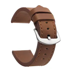 Retro Calfskin Leather Watchband - Business Sport Wrist Strap in Black, Blue, and Brown - 22mm (BROWN)