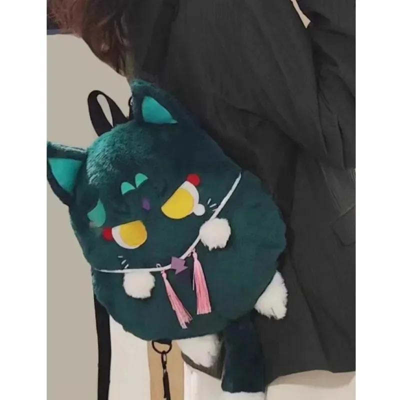 Genshin Impact Cat Plush Anime Bags Xiao Scaramouche Cosplay Hobby Lovely Shoulder Bags Loose Cat Mandrill Plush Doll Backpack