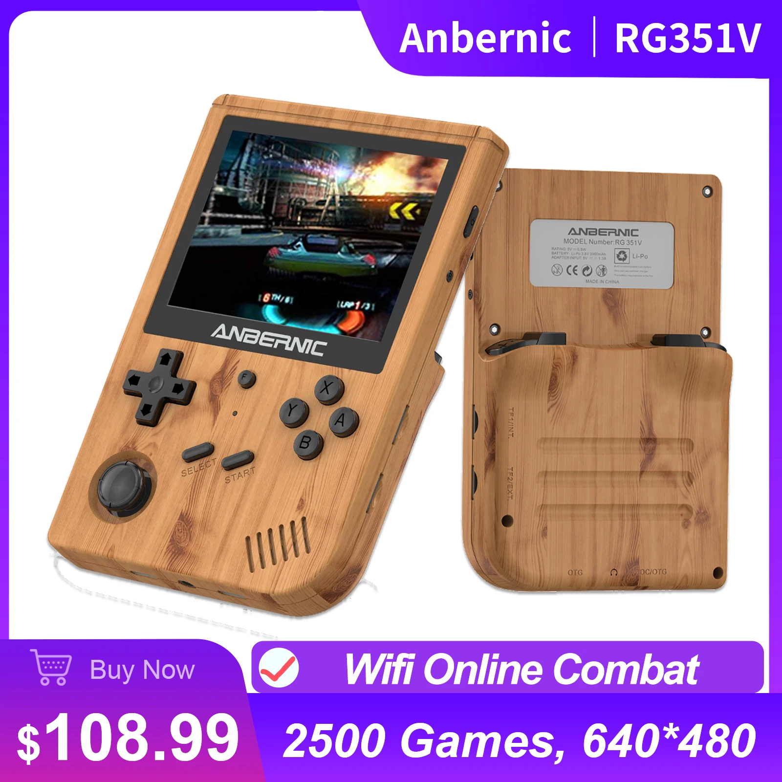 ANBERNIC RG351V Handheld Game Player 2500 Classic Games IPS Screen 64G Card RK3326 Retro Game