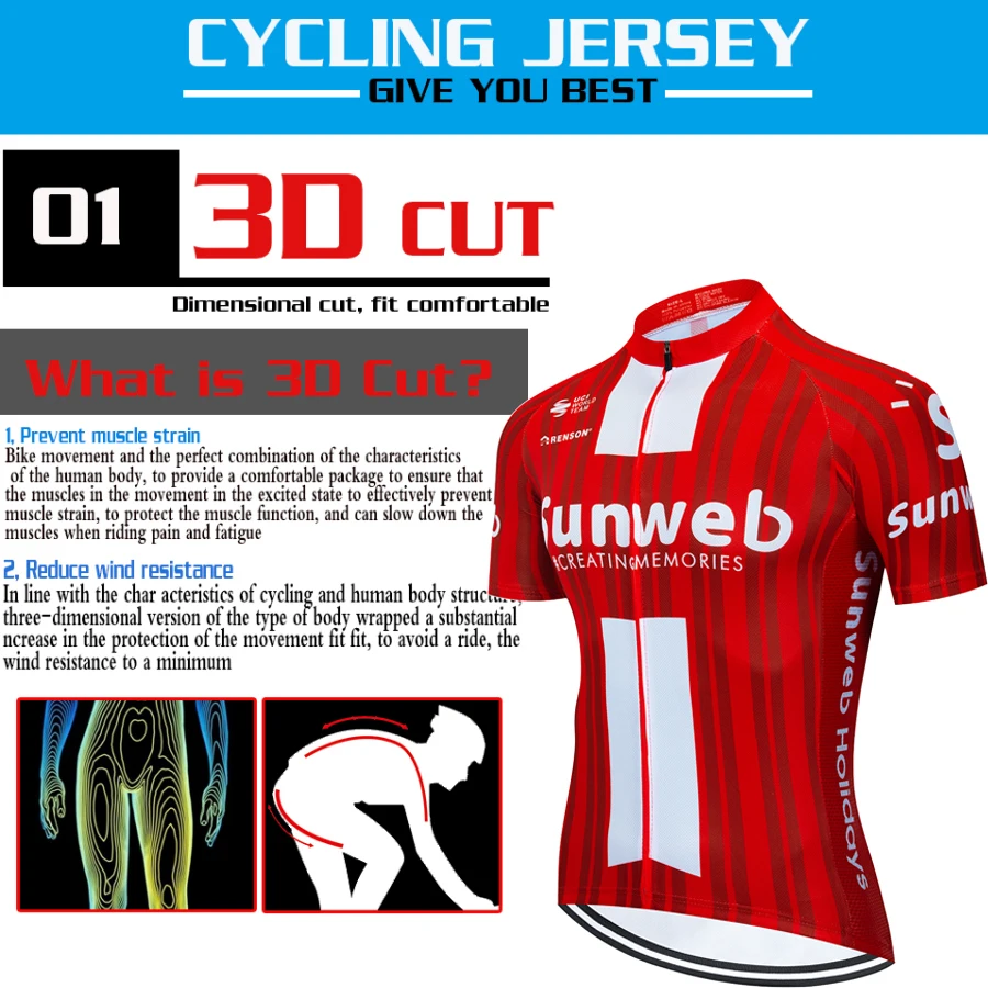 Sunweb 7 Hour Ride Pad Jersey Cycling Lycra Man Mens Cycling Clothes Men Mtb Mountain Bike Clothing Men Short Sets Team Set