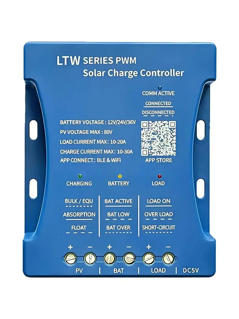 ตัวเลือกสินค้า ตัวควบคุมชาร์จโซลาร์ PWM 20-30A รองรับ 12/24/36V มี Wi-Fi Bluetooth