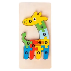 Wooden Dinosaur 3D Puzzle - Educational Color Sorting Toy (E)