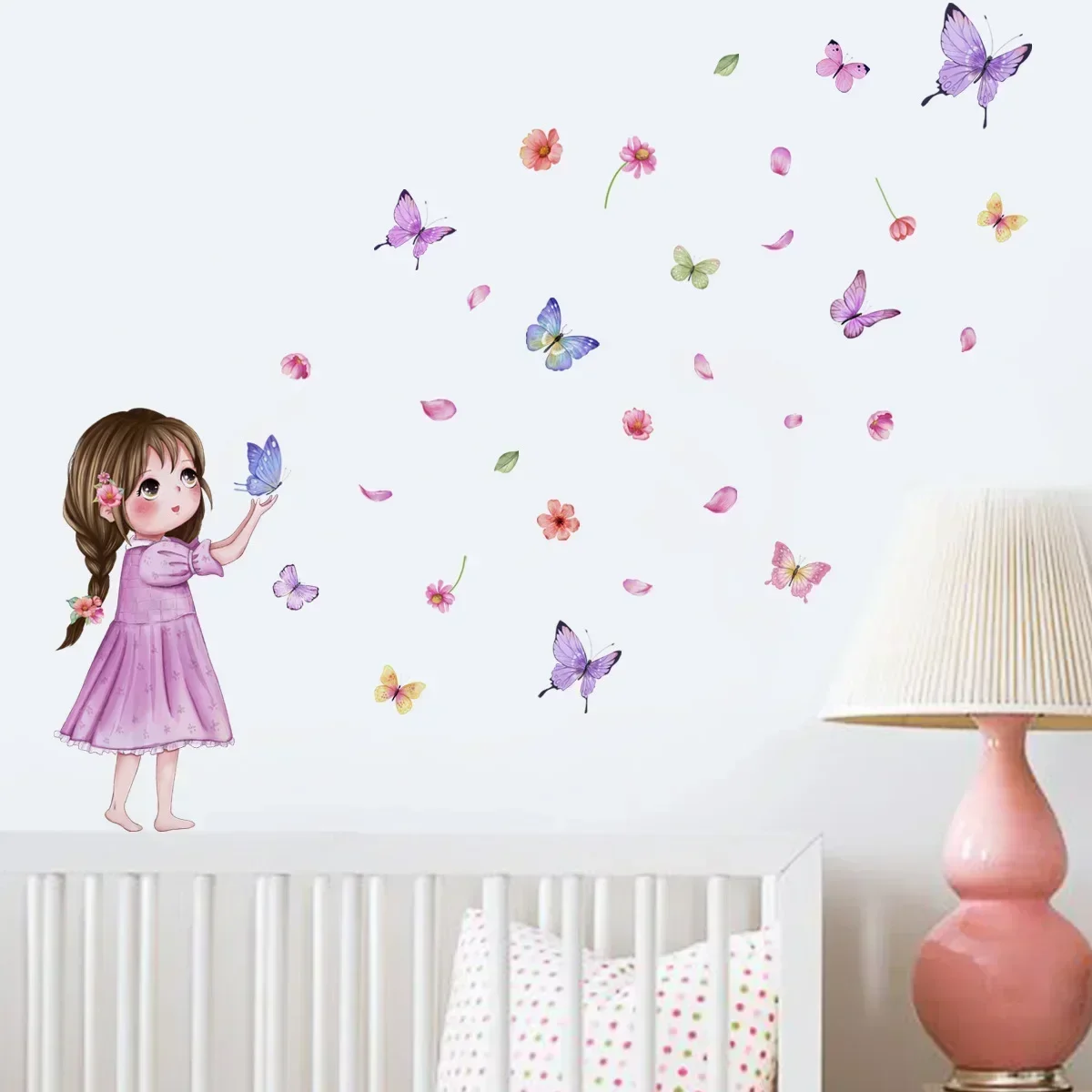 Cute Girl & Butterfly Wall Stickers 4