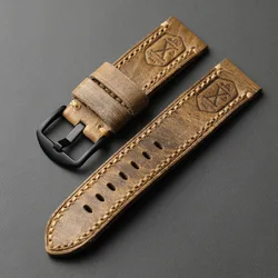 Vintage - Style Handmade Italian Leather Strap - 22mm (A Brack Buckle)