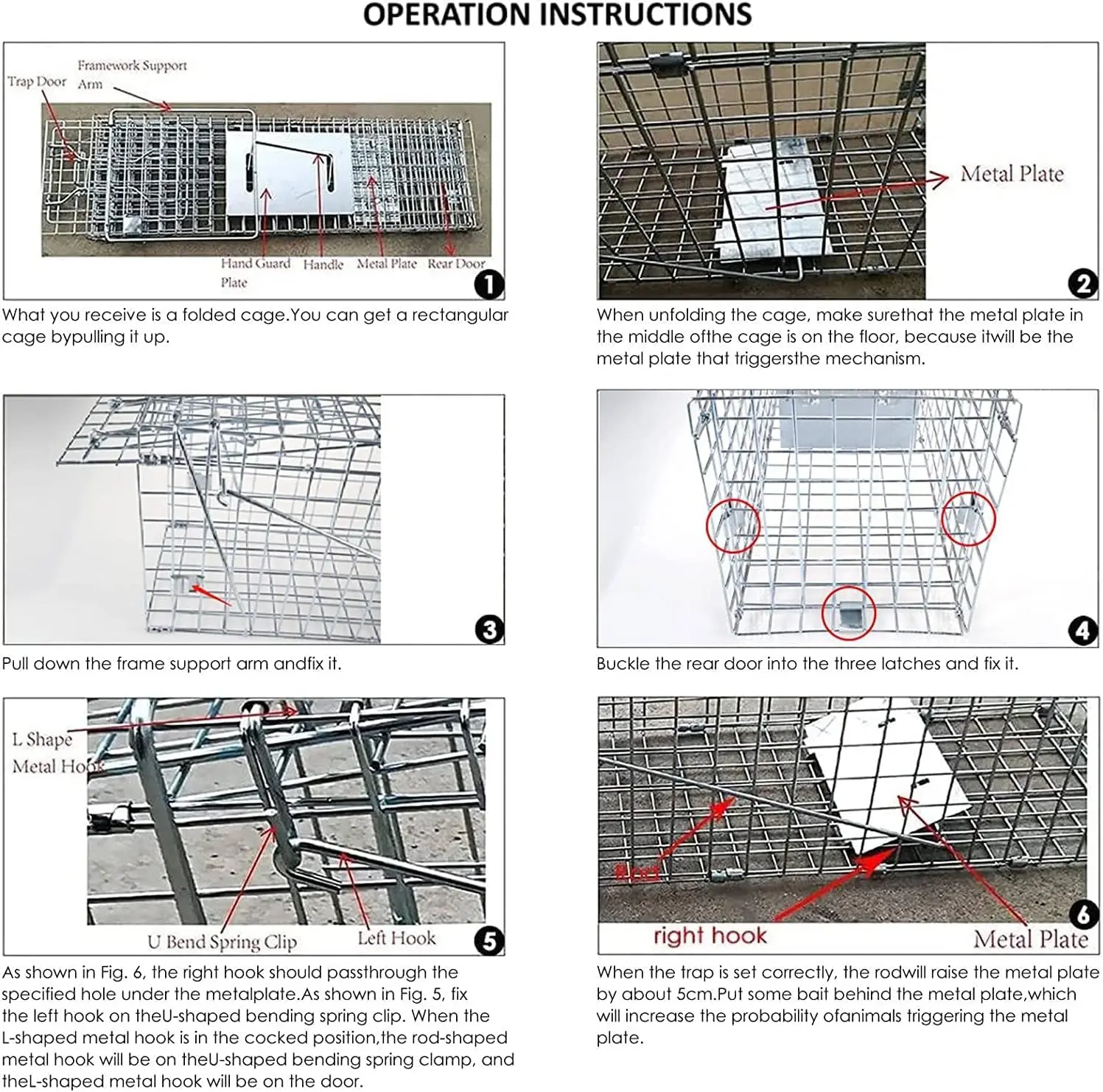 Cage Trap for Live Animals 32"X13"X11" Cat Trap Cage Large Foldable Steel for Rabbit, Groundhog, Squirrel, Raccoon, Mole,Cat
