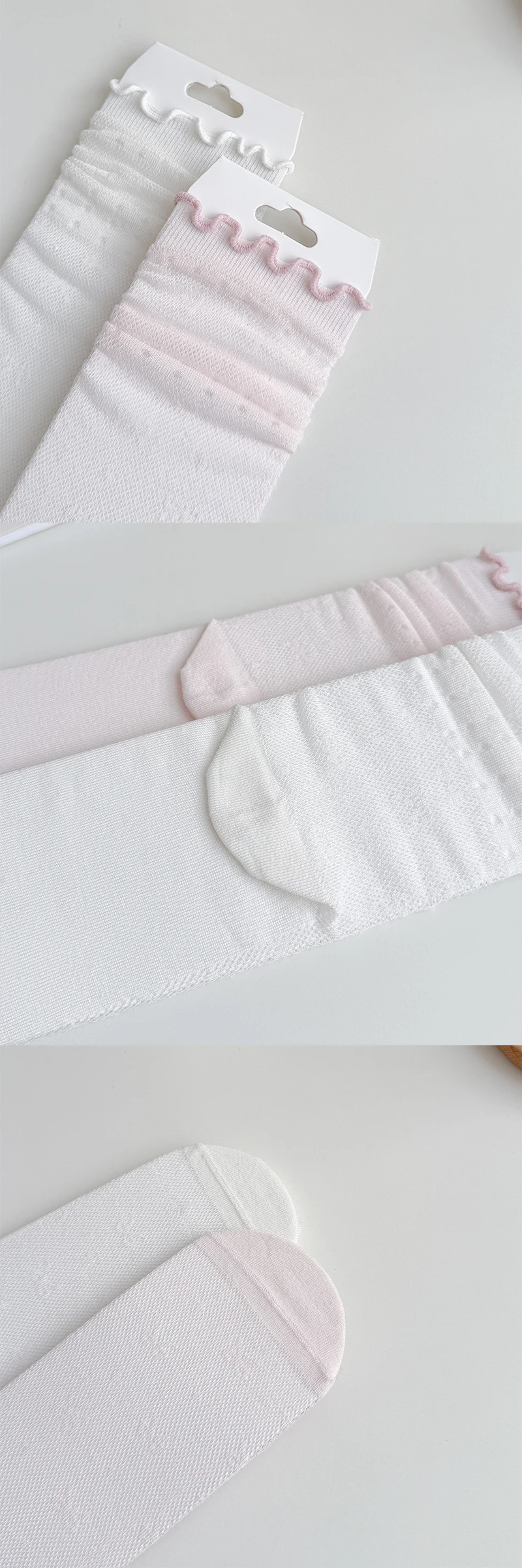 Dünne, atmungsaktive Seidensocken für Damen mit Schleifendesign im französischen Stil, Sommer-Mesh-Spitze, atmungsaktive modische Damenstrümpfe – Detail 5