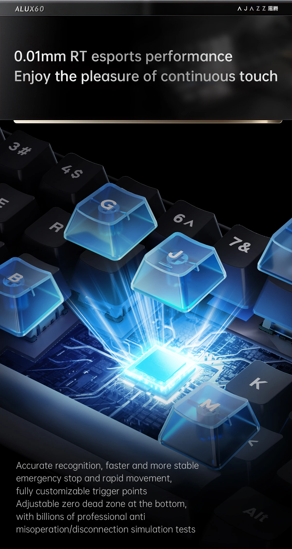 AJAZZ ALUX60 Rapid-Trigger Gaming-Tastatur mit Magnetischen Schaltern, Kabelgebundene Hall-Effekt-Tastatur, 8K Polling-Rate – Detail 10