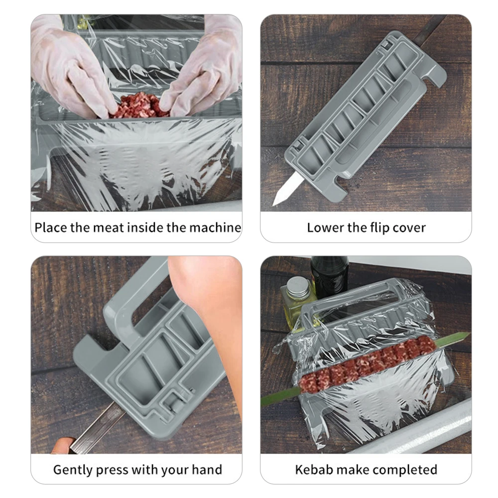 Single Row Kebab Maker Bbq Meat Skewer Machine Kebab Press Maker Reusable Plastic Bbq Skewer Preparation BBQ Tool