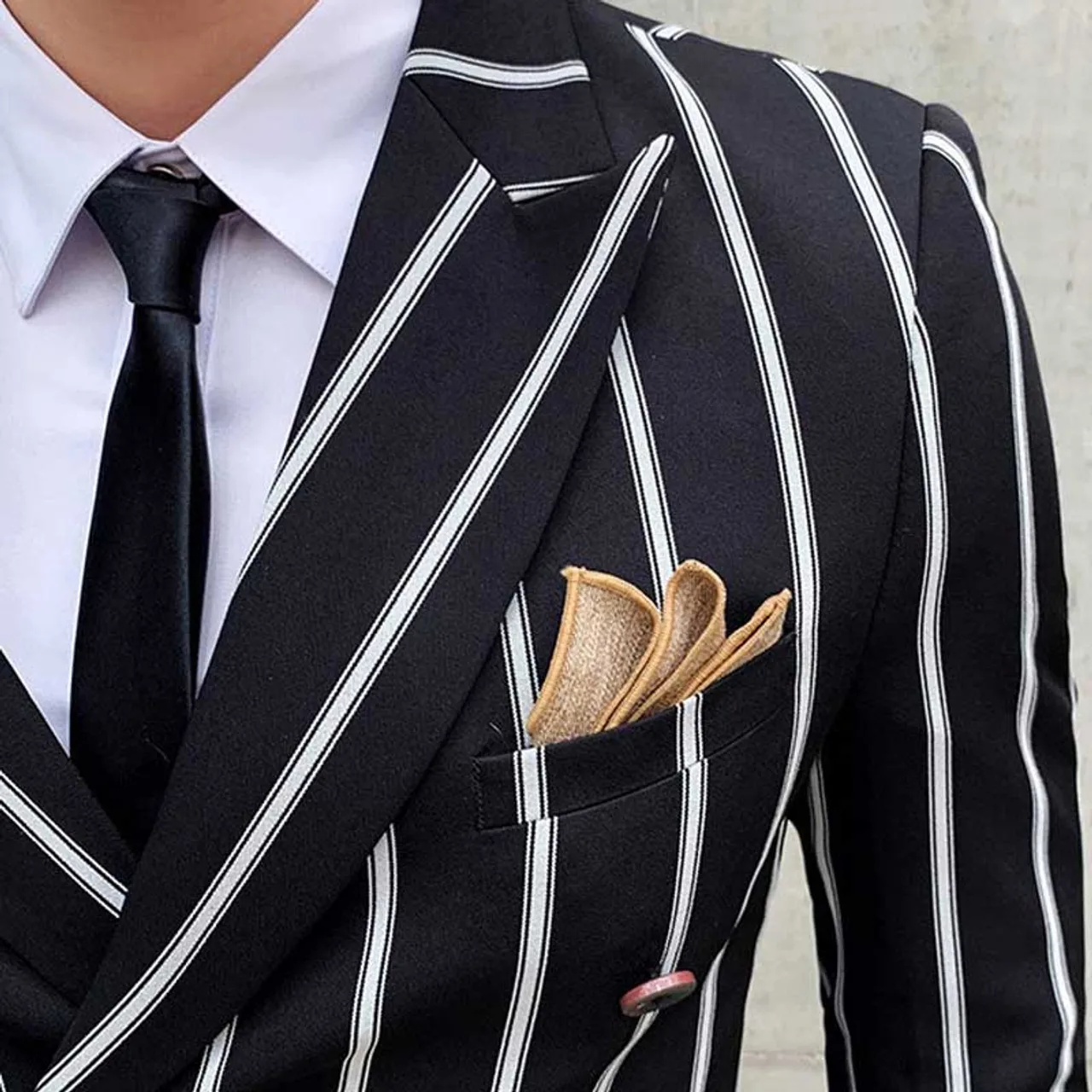 2 Piece Suit Slim Fit Mens Set Double-breasted Wedding Groomman Pinstripe Notched Lapel Mens suit