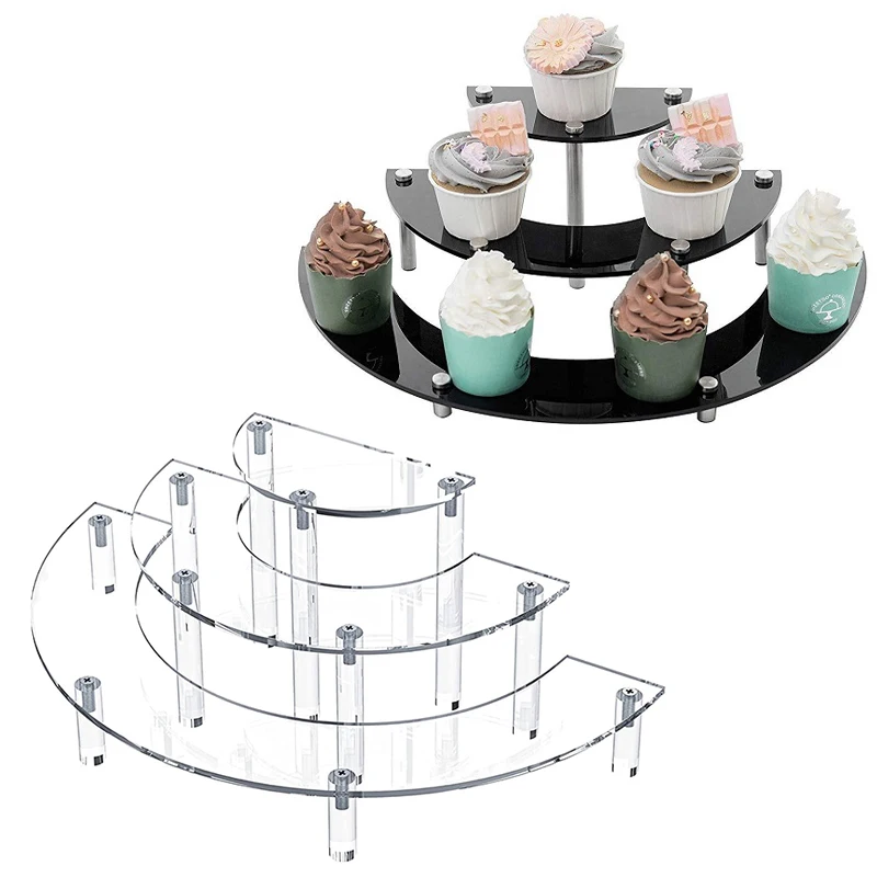 Espositori Per Alzate In Acrilico, Supporto Per Cupcake Riser Trasparente A 3 Livelli Per Display Figure Pop, Supporto Per Torta A Mezza Luna Per La F