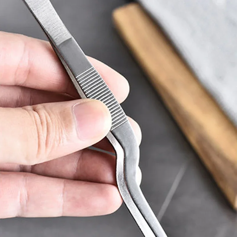 Food Tongs 3 Sizes Kitchen Tweezer BBQ Food Tweezer Clip Mini Chief Tongs Stainless Steel Portable for Picnic Meat Barbecue Cooking Tool