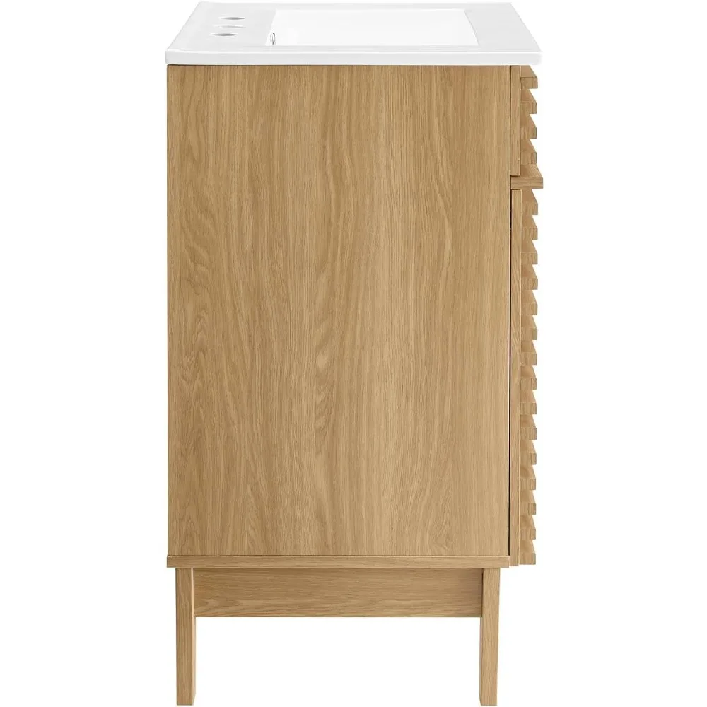 Render Vanity Floor, 24 Inch, Oak/White Sink bathroom vanity  bathroom cabinet  bathroom sink cabinet   bathroom sink cabinet 2