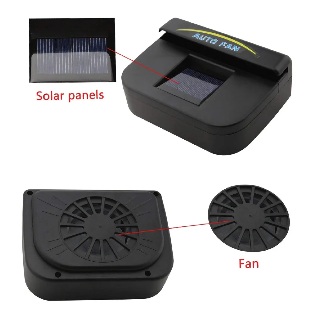 Solar Powered Car Fan Auto Window Fan Colder Air Vent Cooling with Ventilation Rubber Car Stripping Radiator Solar Cooler