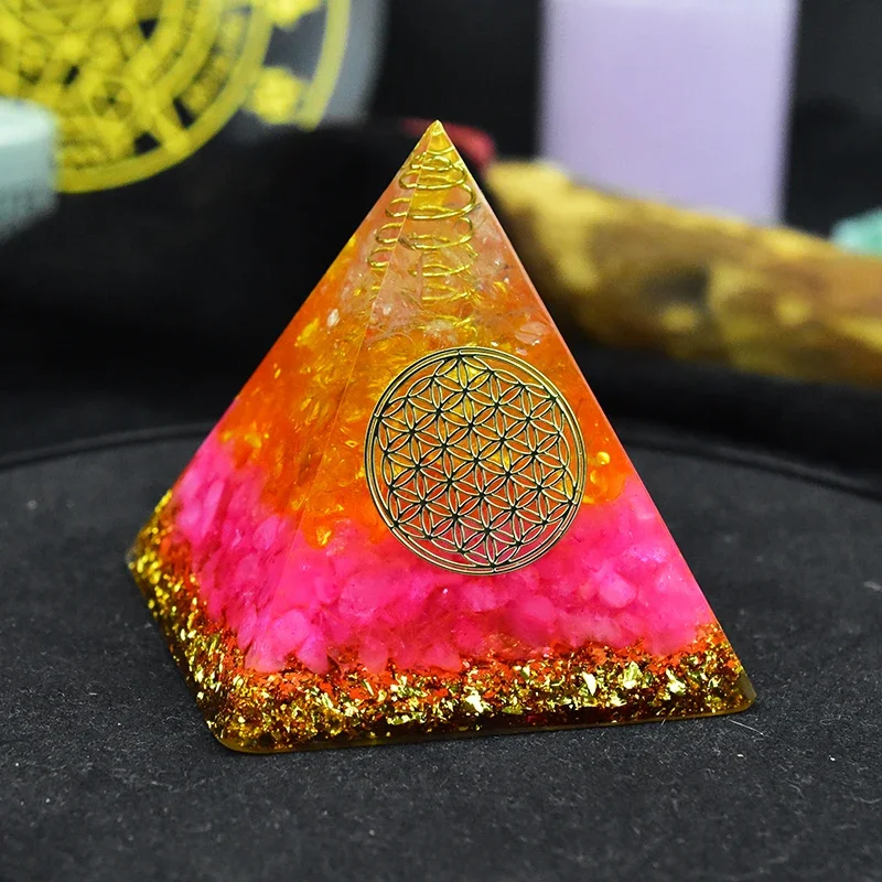 Orgonite Wicca Rose Quartz Energy Orgon Pyramid Yoga Meditation Citrine The Flower of Life Customization Resin Decoration Craft