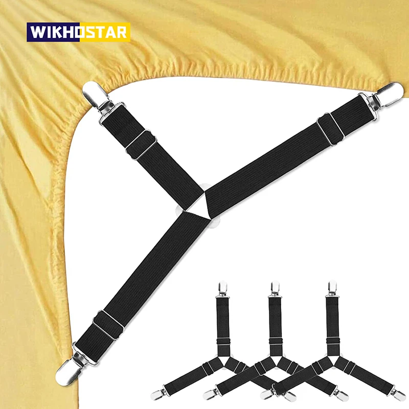 

WIKHOSTAR 4 шт./компл. простыня на резинке Захваты застежка ремня с нескользящей подошвой для пар простыня зажимы держателя листа устройство для Домашний Органайзер