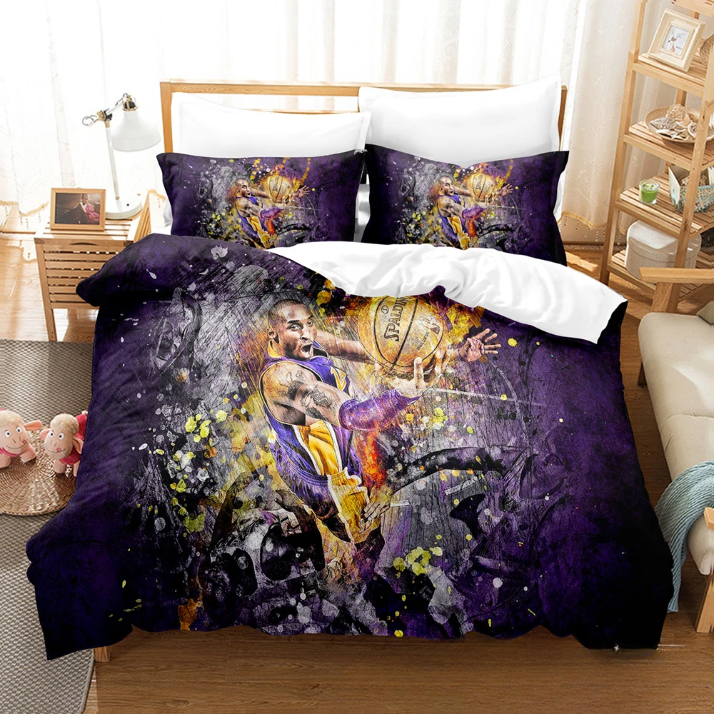 3D digital print duvet cover basketball NBA players bed cover pillowcase three-piece spring new can be customized design bedding 6