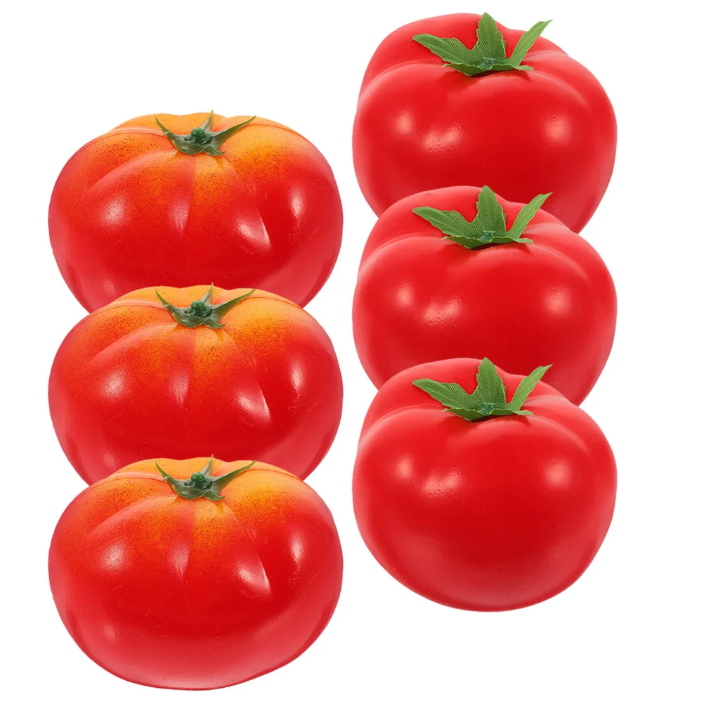 6 Pcs Imitation Tomato Faux Greenery Tomatoes Kitchen Decoration Props Fake Vegetable Models Artificial Pops Plastic Foam Nurse