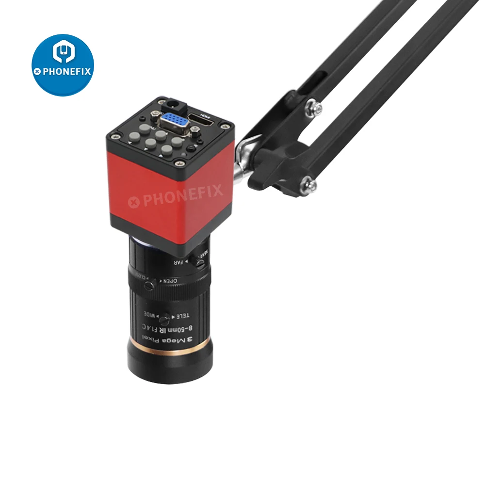 

HDMI Microscope Camera HD 13MP 60FPS VGA Industrial Microscope Camera 8-50mm 6-60mm Fixed Focus Lens for Phone Repair Soldering