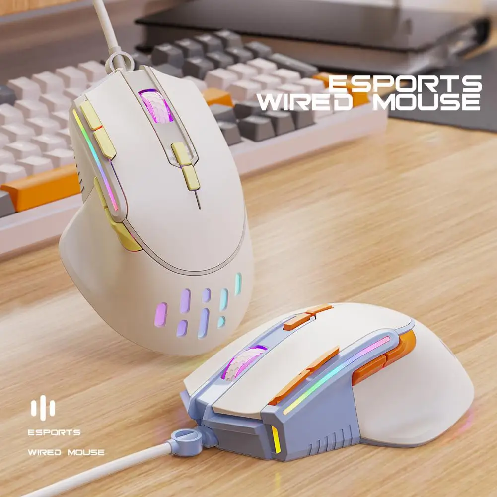

M2 Gaming Wired Mouse USB RGB Ergonomic 12800DPI Adjustable 9 Buttons Universal High Precision PC Optical Mouse Computer