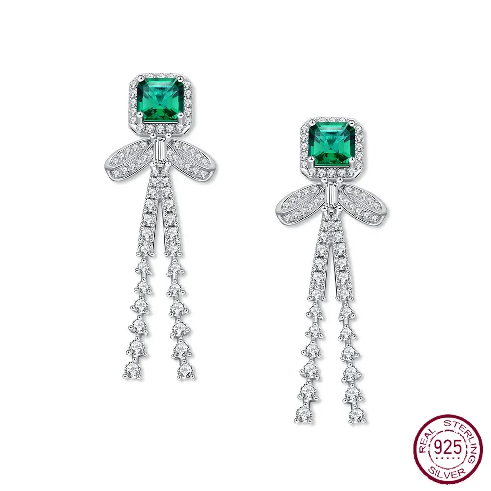 

Серьги-кисточки из серебра 1,5 пробы с искусственным изумрудом 6,5 карат