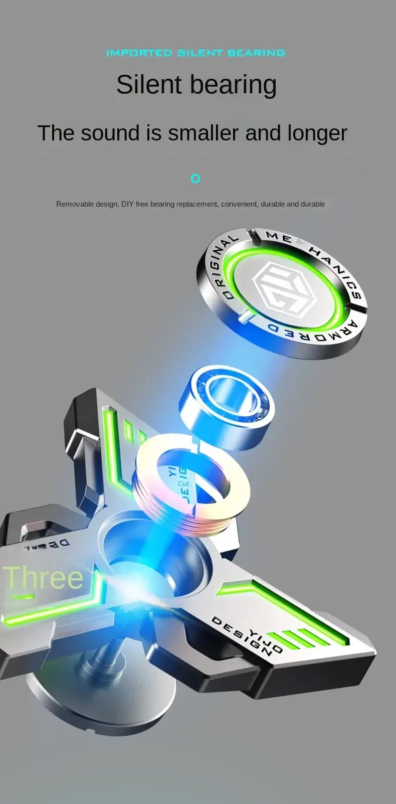 Spinners antiestrés EDC luminosos, Spinner de mano de Metal de aleación, giroscopio noctilucente, juguetes para aliviar el estrés para chico adulto, Caballero oscuro