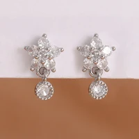 Luxury Stainless Steel Star Dangle Earrings For Women Sparkling Zircons Geometric Ear Piercing Earring Fashion Jewelry aretes