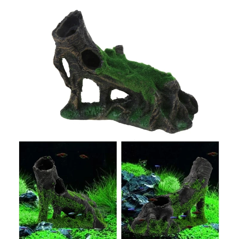 Moss Roots Aquarium Fish Tank Landscaping Decoration Vintage Home Resin Hideaway Shrimp Breeding Hiding Cave Shelter