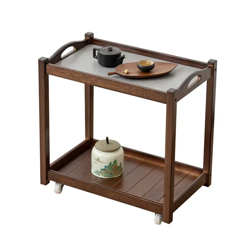 Removable Double Layer Sofa Coffee Table Solid Wood Square Tea Table Living Room Furniture with Storage Cabinet Modern Design