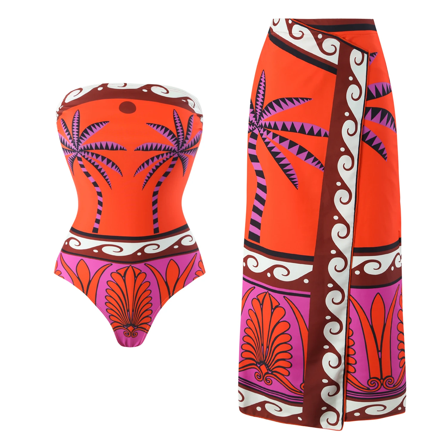 Printed 2024 Trend One Piece Swimsuit Luxury Tankini Set Women's Beachwear Push-ups Suspender Summer