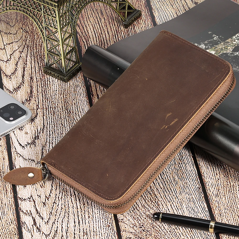 JOYIR Genuine Leather Long Wallets for Men RFID Blocking Cash Credit Card Holder Checkbook Wallet Zipper Coin Pocket Purse Male 3