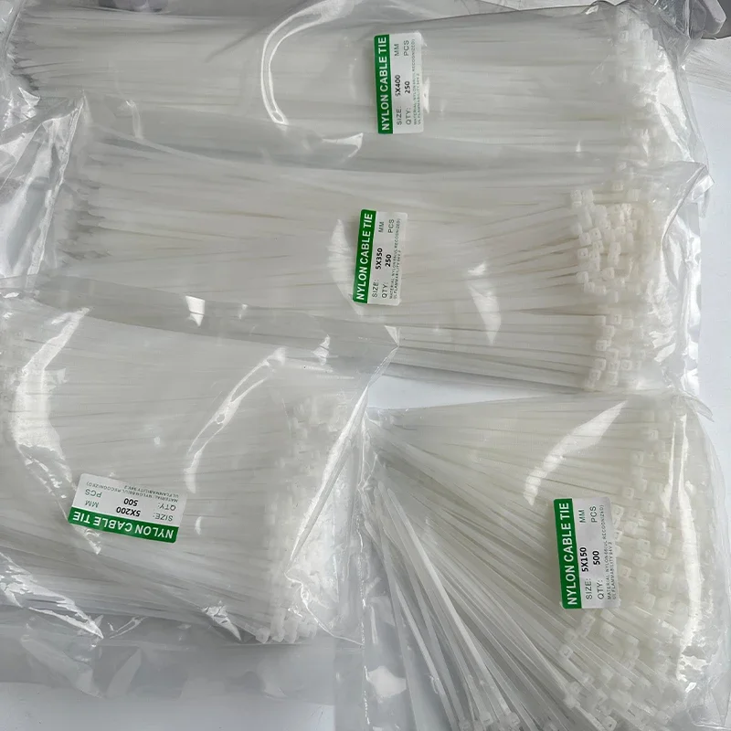500/250Pcs Self-locking plastic Cable tie 500mm White Zip wraps strap 300mm nylon cable tie fastening ring Loop Wire Wrap