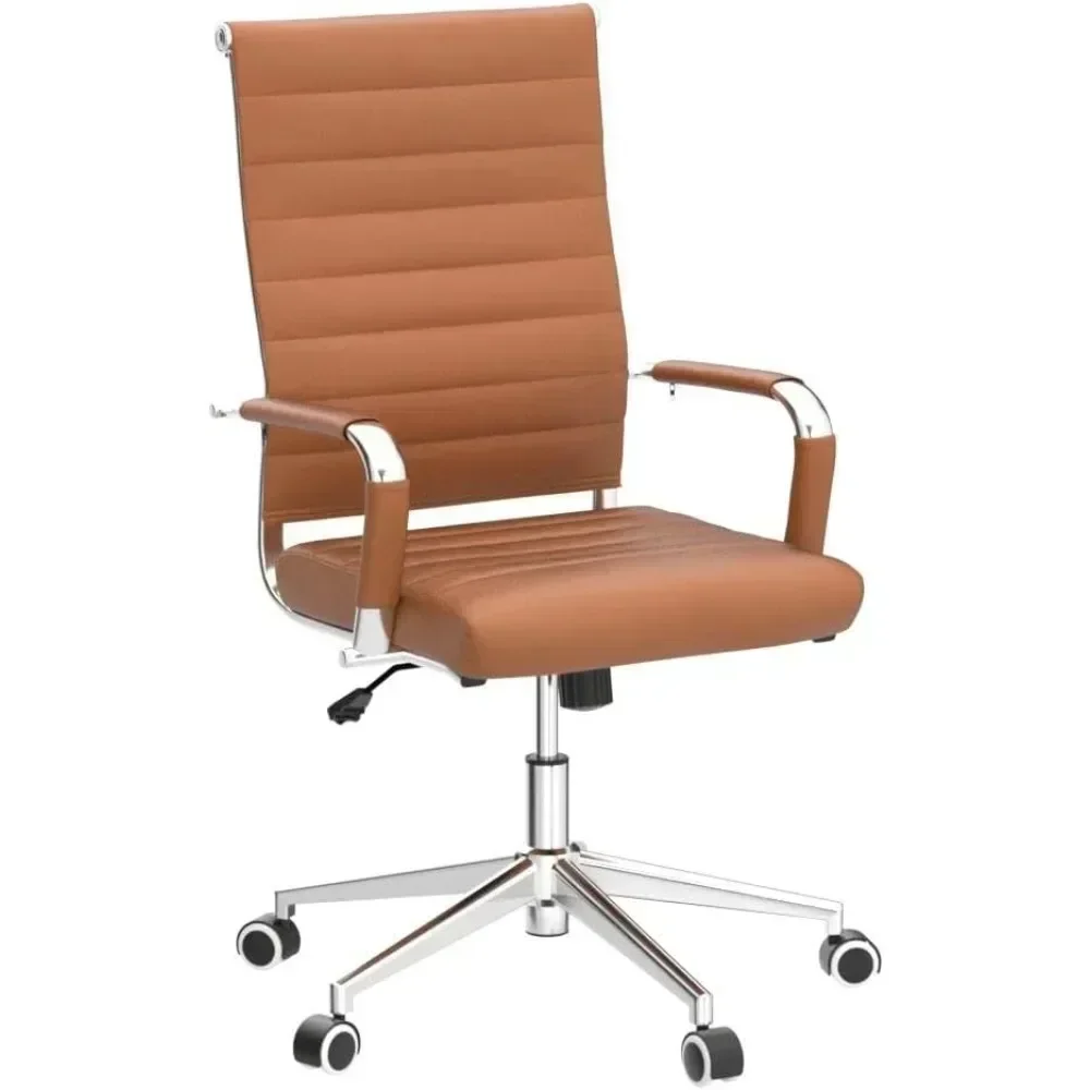 "ergonomic ribbed leather swivel chair for modern office desks and conference rooms"