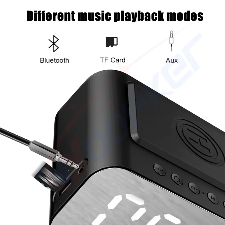 Multifunction 15W Wireless Charger 5W Speaker Display Night Light Alarm Clock 20