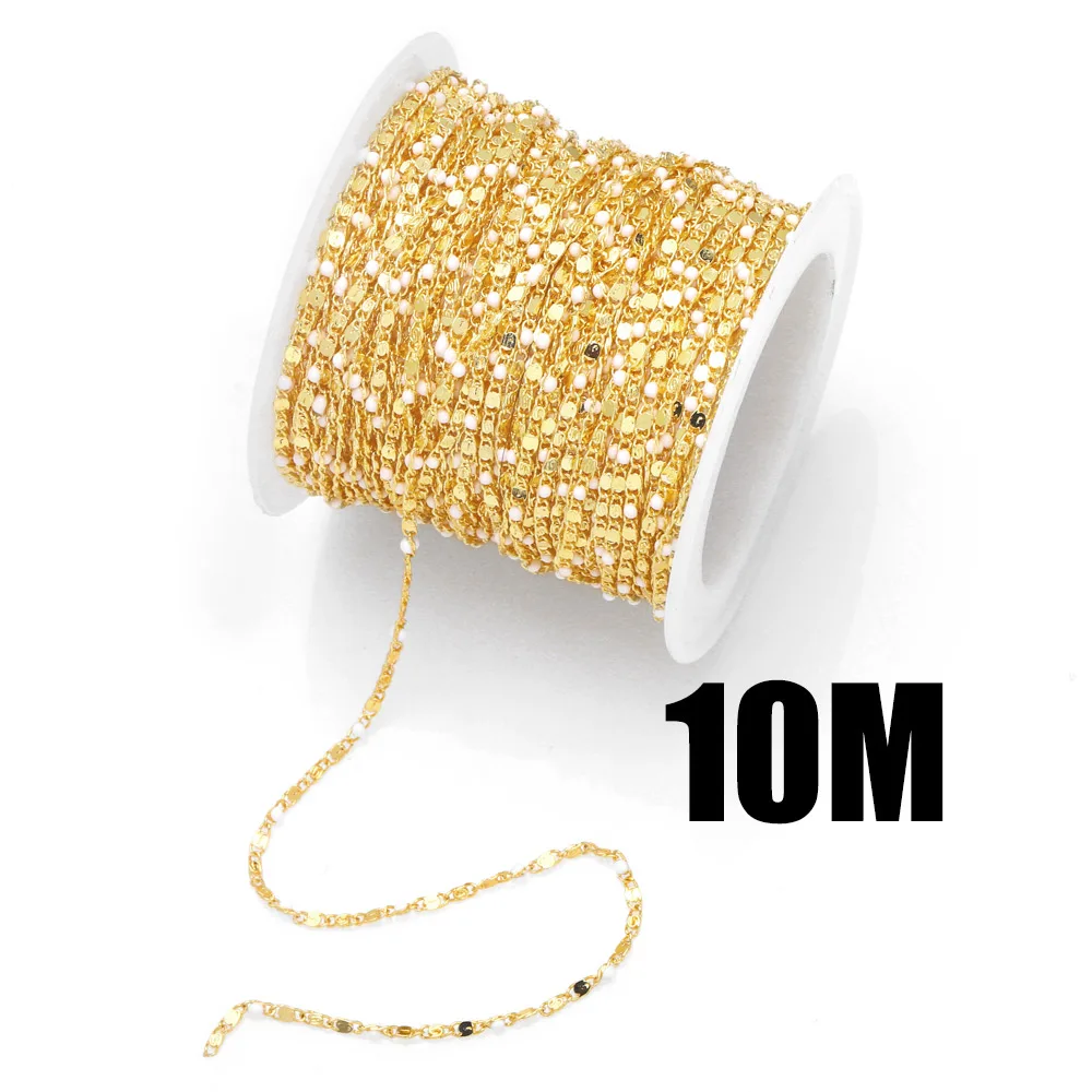 OCESRIO 10M Colorful Beaded DIY Chain Bracelets Gold Plated Copper  Supplies for Jewelry Wholesale Findings for Necklace cana063