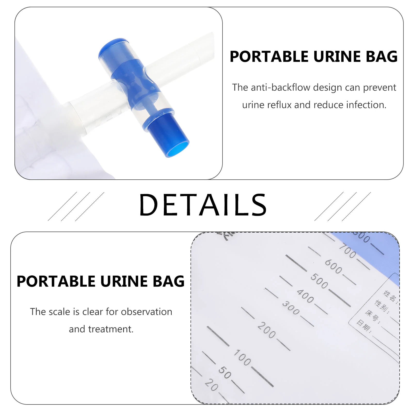 4 Pcs Disposable Urine Collection Bag PVC Patients Nursing Drainage Incontinence Supplies Elder