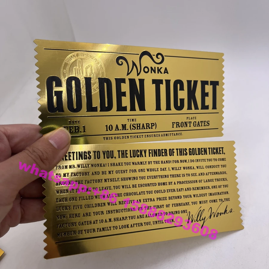 Spedizione Gratuita Wonka Golden Ticket Biglietto D'Oro Fortunato Placcato Oro Biglietto Di Fabbrica Di Cioccolato Per La Raccolta