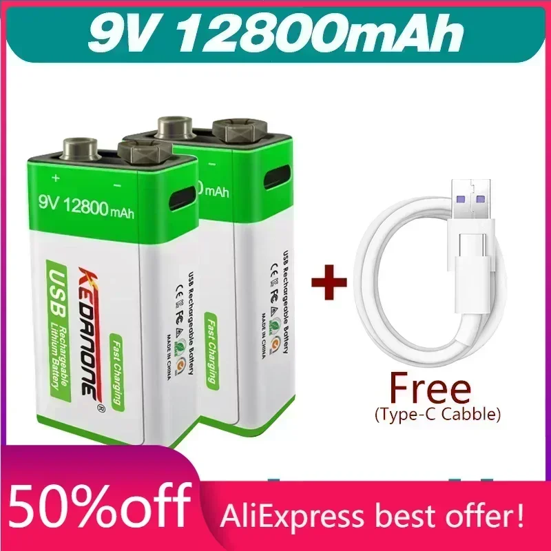 

2022 9V 12800mAh li-ion Rechargeable battery Micro USB Batteries 9V lithium for Multimeter Microphone Toy Remote Control KTV use