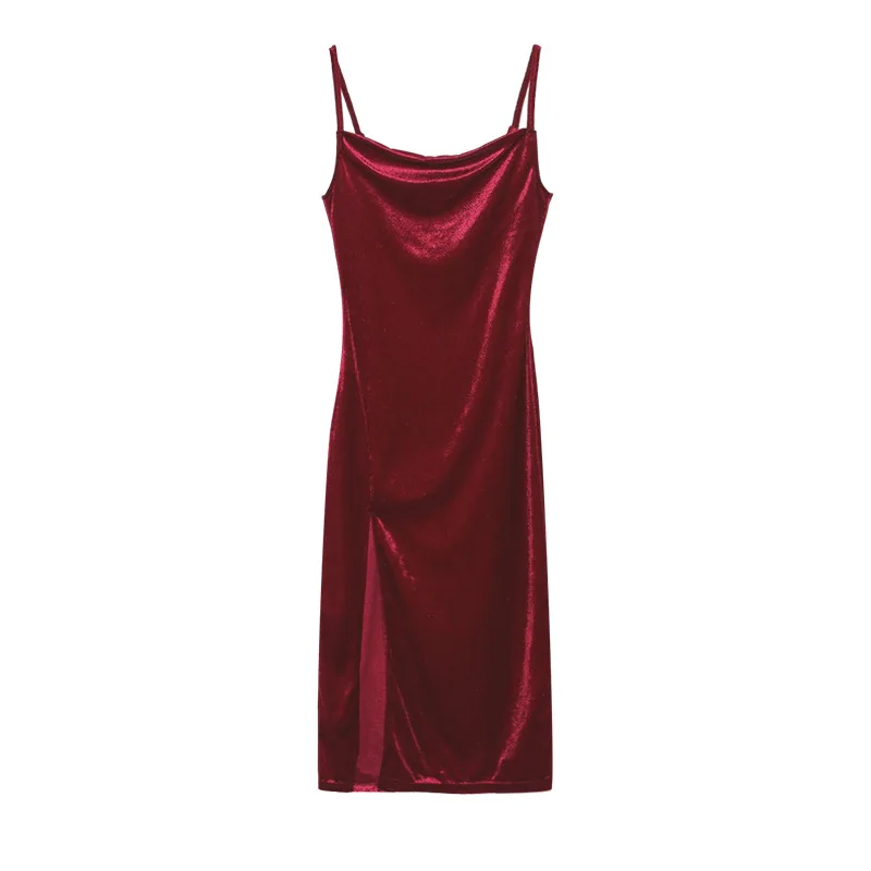2024 woman European American Dresses style women’s clothing 2024 new spring summer fashion sexy slim fit slit suspender dress