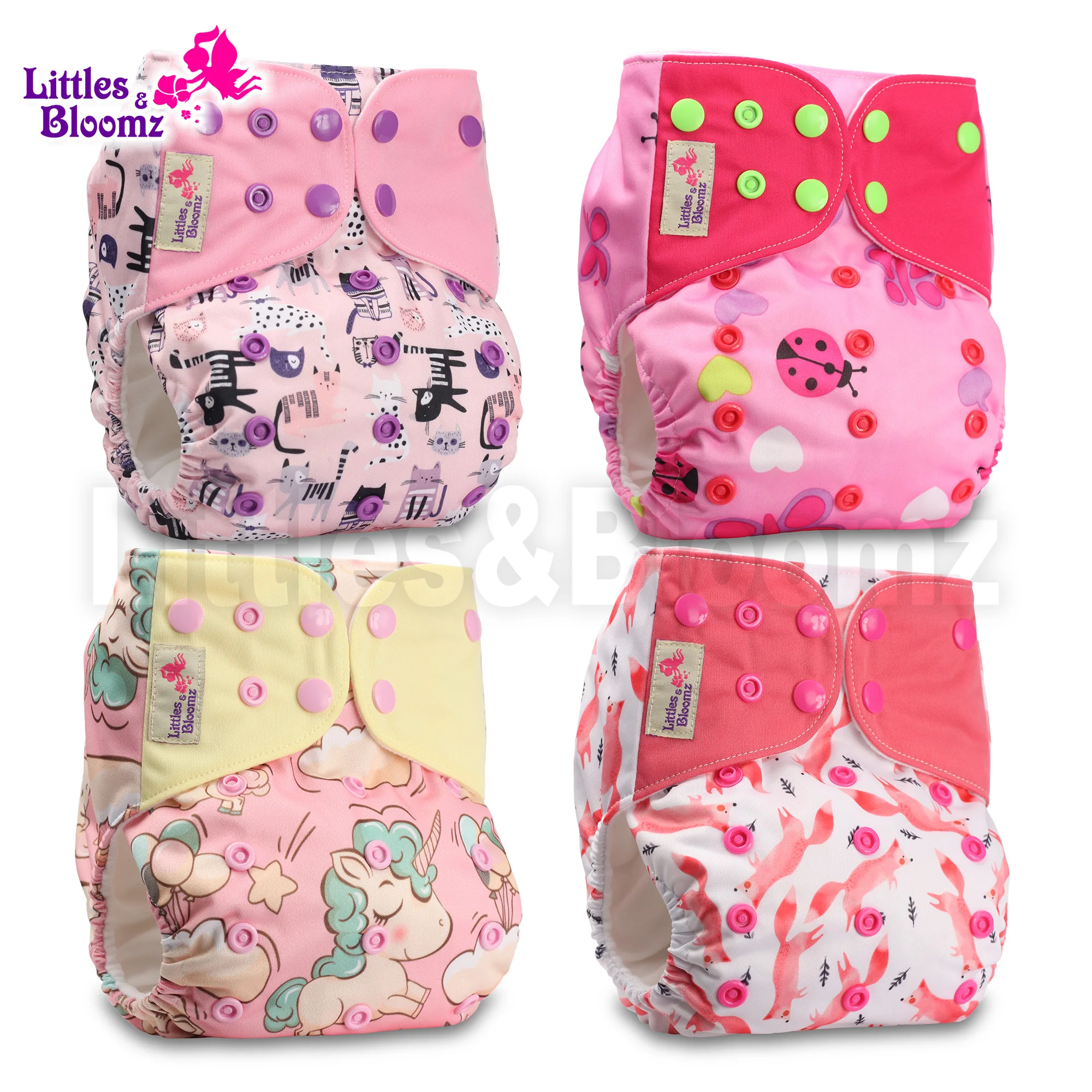 4pcs/set Washable Reusable Cloth Diaper Ecological Adjustable Nappy 4 Nappies/Diapers And 0 Inserts In One Set